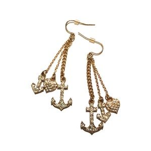 Gold anchor charm earrings